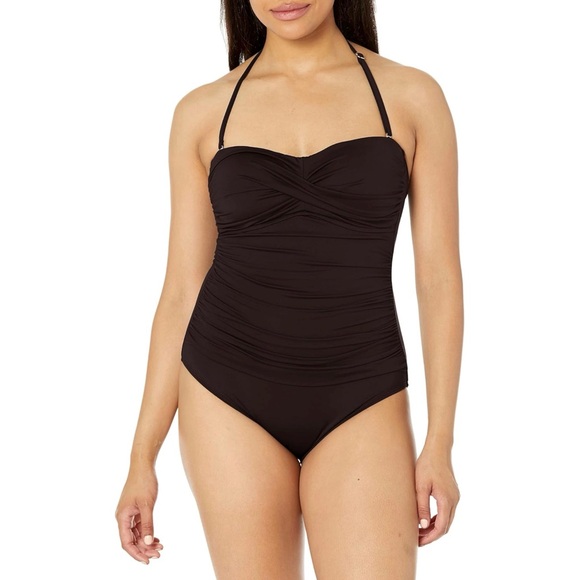 Anne Cole swimsuit size 6 black ruched - Picture 2 of 8